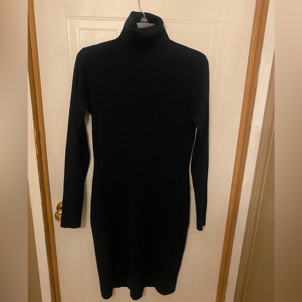 Ralph Lauren Long Sleeve Turtleneck Knit Dress with Elbow Patches - Picture 3 of 9